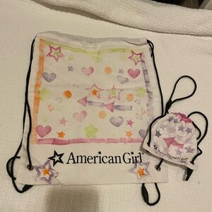 Two American Girl Doll craft cinch bag Matching for girl and doll